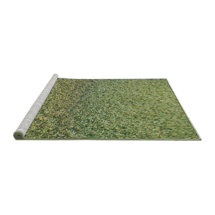 Serging Thickness of Machine Washable Transitional Avocado Green Rug, wshpat3860