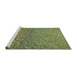 Serging Thickness of Machine Washable Transitional Avocado Green Rug, wshpat3860