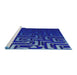 Serging Thickness of Machine Washable Transitional MediumBlue Rug, wshpat3866