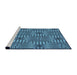 Serging Thickness of Machine Washable Transitional Blue Rug, wshpat3867