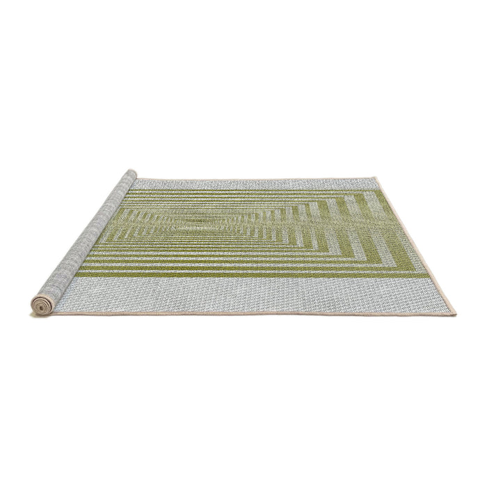 Serging Thickness of Machine Washable Transitional Khaki Green Rug, wshpat387