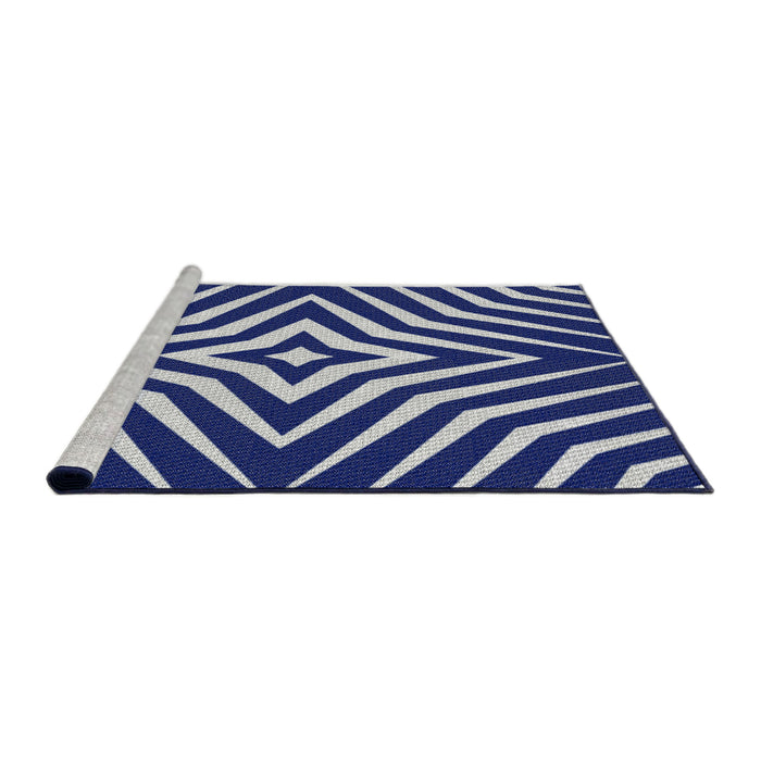 Serging Thickness of Machine Washable Transitional Light Steel Blue Rug, wshpat3870