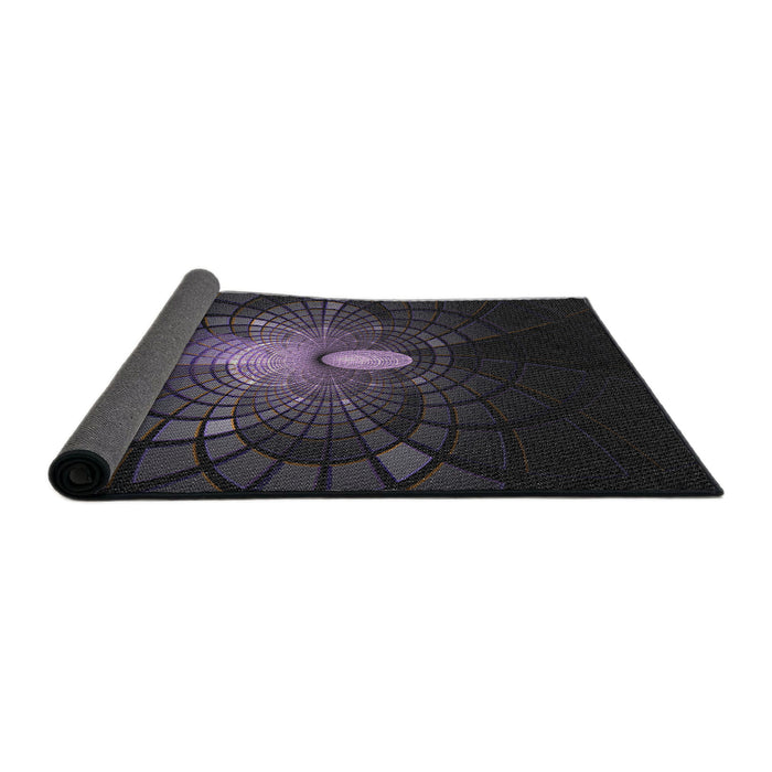 Thickness of Patterned Black Novelty Rug, pat3872