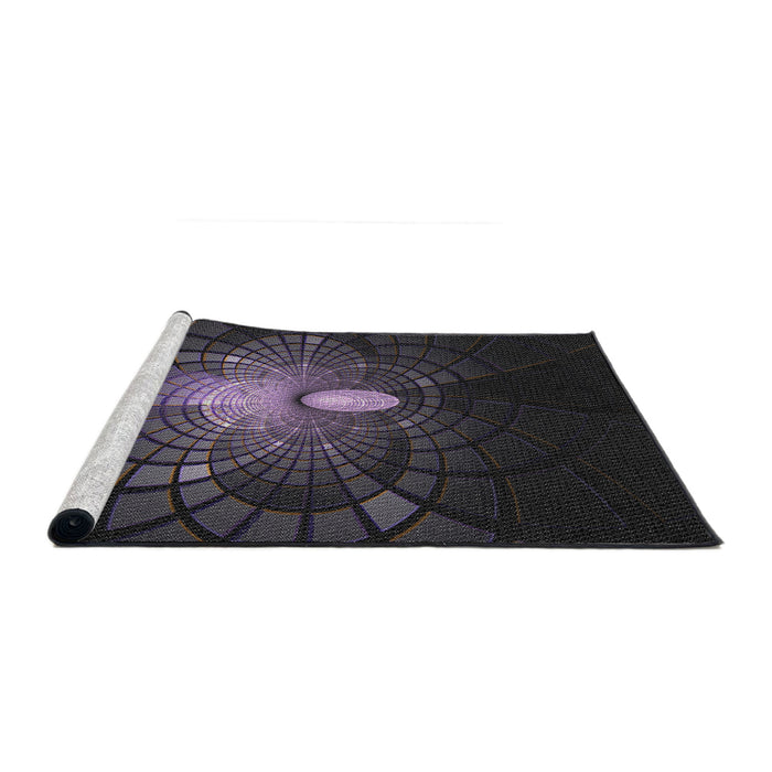 Serging Thickness of Machine Washable Transitional Black Rug, wshpat3872
