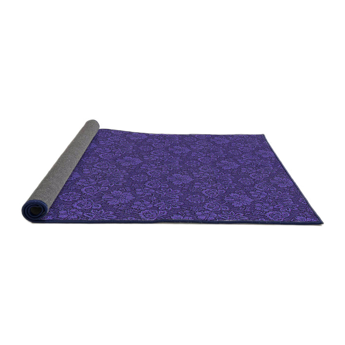 Thickness of Patterned Blue Lotus Blue Novelty Rug, pat3873