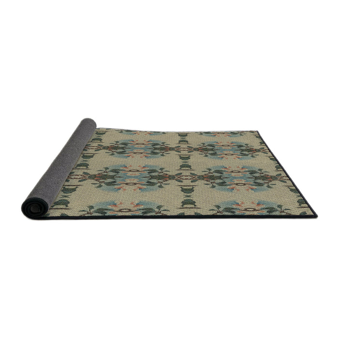 Thickness of Patterned Antique Bronze Green Novelty Rug, pat3878