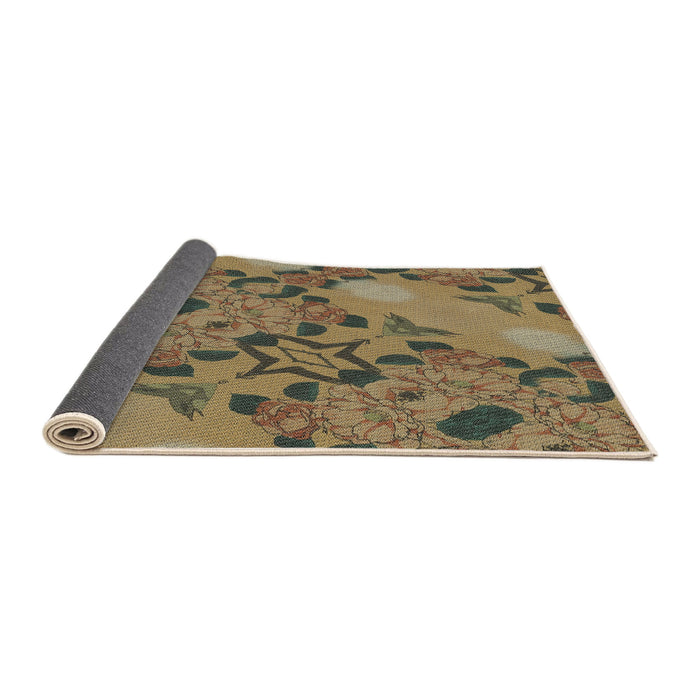 Thickness of Patterned Metallic Gold Novelty Rug, pat3880
