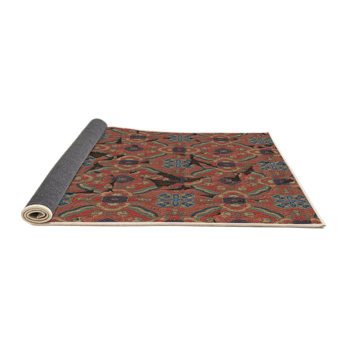 Thickness of Patterned Saffron Red Novelty Rug, pat3892