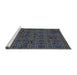 Serging Thickness of Machine Washable Transitional Night Blue Rug, wshpat3893