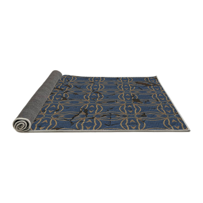 Thickness of Patterned Blue Novelty Rug, pat3893