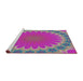 Serging Thickness of Machine Washable Transitional Neon Pink Rug, wshpat3894