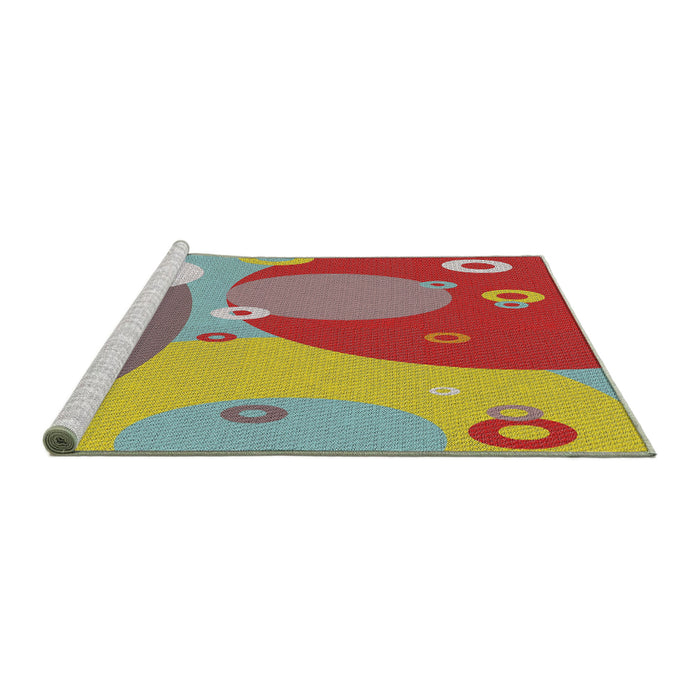 Serging Thickness of Machine Washable Transitional Fire Brick Red Rug, wshpat3899