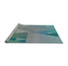 Serging Thickness of Machine Washable Transitional Tiffany Blue Rug, wshpat3900