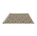 Serging Thickness of Machine Washable Transitional Brown Rug, wshpat3904