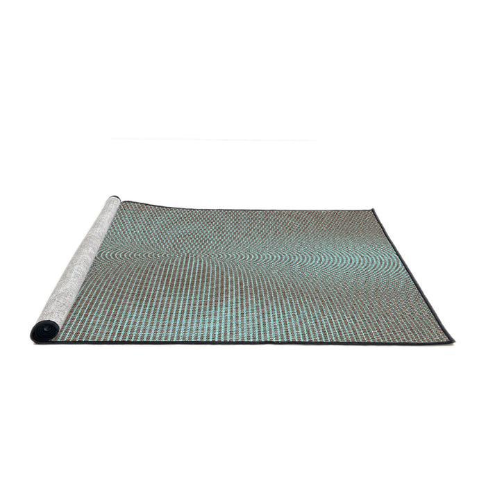 Serging Thickness of Machine Washable Transitional Cyan Opaque Blue Rug, wshpat3910