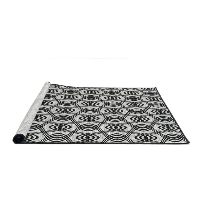 Serging Thickness of Machine Washable Transitional Charcoal Black Rug, wshpat3919
