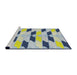 Serging Thickness of Machine Washable Transitional Azure Blue Rug, wshpat3925