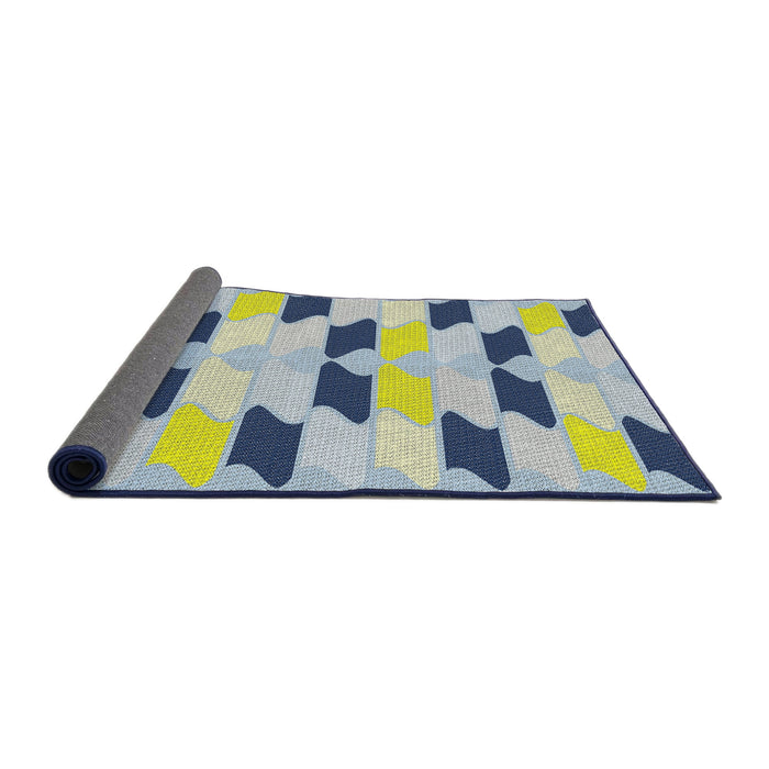Thickness of Patterned Azure Blue Modern Rug, pat3925