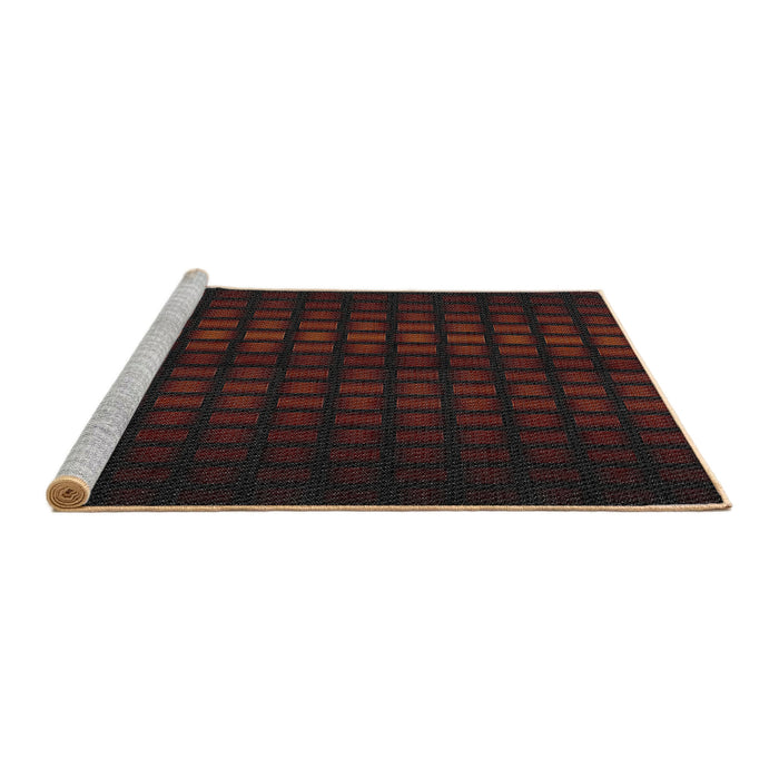 Serging Thickness of Machine Washable Transitional Sepia Brown Rug, wshpat3928
