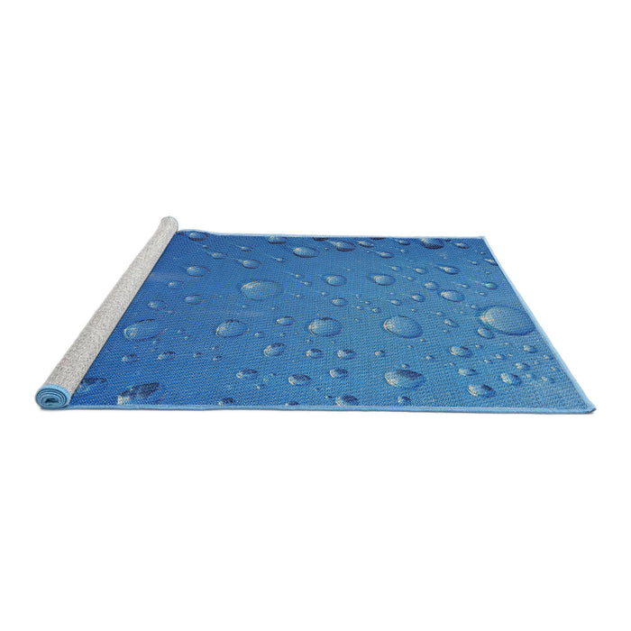 Serging Thickness of Machine Washable Transitional Blueberry Blue Rug, wshpat3933