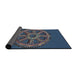 Thickness of Patterned Steel Blue Novelty Rug, pat3934