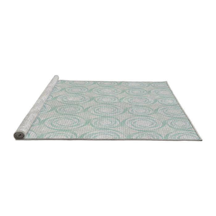 Serging Thickness of Machine Washable Transitional Water Blue Rug, wshpat3937