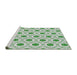 Serging Thickness of Machine Washable Transitional Green Rug, wshpat3939