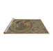 Serging Thickness of Machine Washable Transitional Bakers Brown Rug, wshpat3940