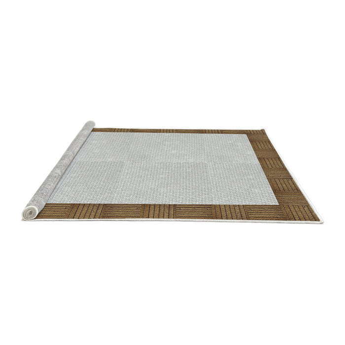 Serging Thickness of Machine Washable Transitional Brown Rug, wshpat3944