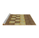 Serging Thickness of Machine Washable Transitional Saddle Brown Rug, wshpat3946