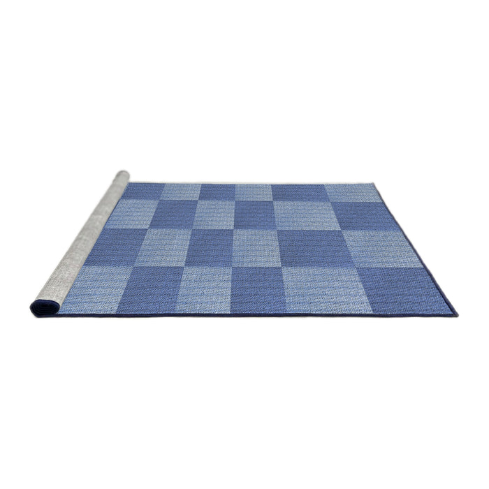 Serging Thickness of Machine Washable Transitional Sky Blue Rug, wshpat3959