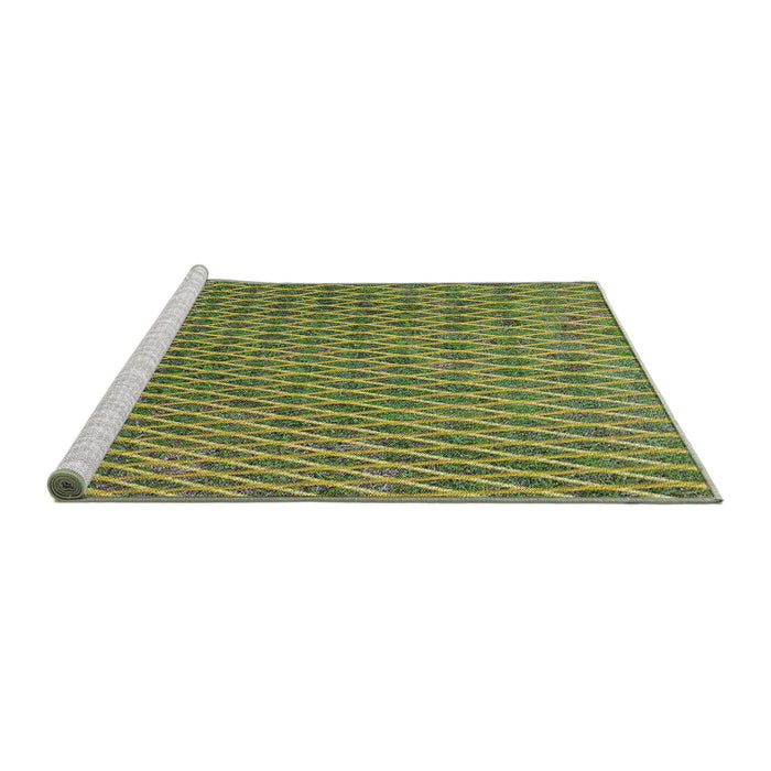 Serging Thickness of Machine Washable Transitional Army Green Rug, wshpat3967