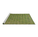 Serging Thickness of Machine Washable Transitional Army Green Rug, wshpat3967