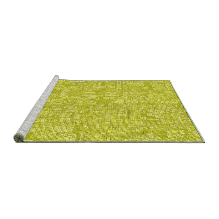 Serging Thickness of Machine Washable Transitional Yellow Rug, wshpat3968