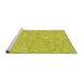Serging Thickness of Machine Washable Transitional Yellow Rug, wshpat3968