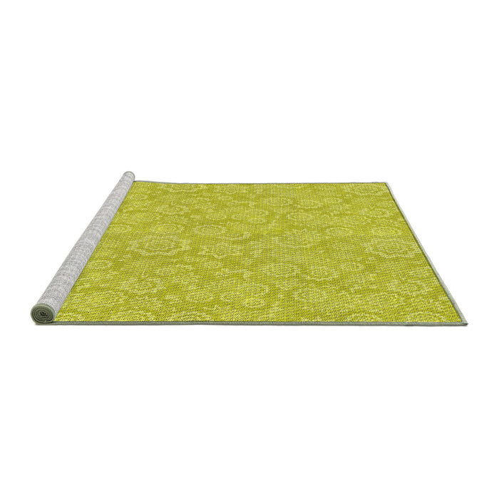 Serging Thickness of Machine Washable Transitional Yellow Rug, wshpat3971