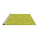 Serging Thickness of Machine Washable Transitional Yellow Rug, wshpat3971