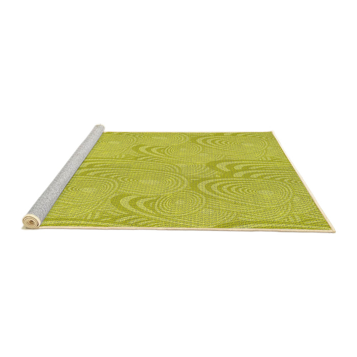 Serging Thickness of Machine Washable Transitional Yellow Rug, wshpat3972