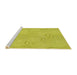 Serging Thickness of Machine Washable Transitional Yellow Rug, wshpat3972