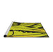 Serging Thickness of Machine Washable Transitional Yellow Rug, wshpat3973