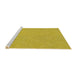 Serging Thickness of Machine Washable Transitional Yellow Rug, wshpat3974