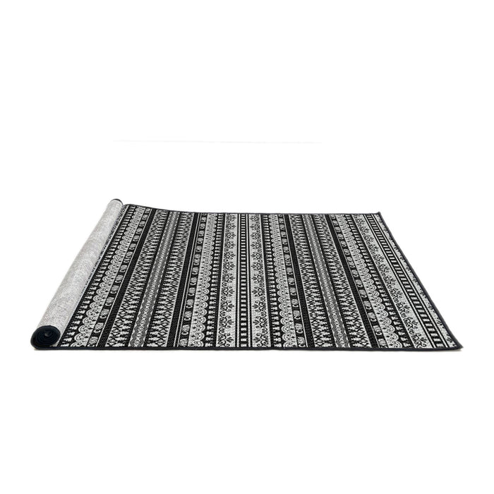 Serging Thickness of Machine Washable Transitional Midnight Gray Rug, wshpat3977