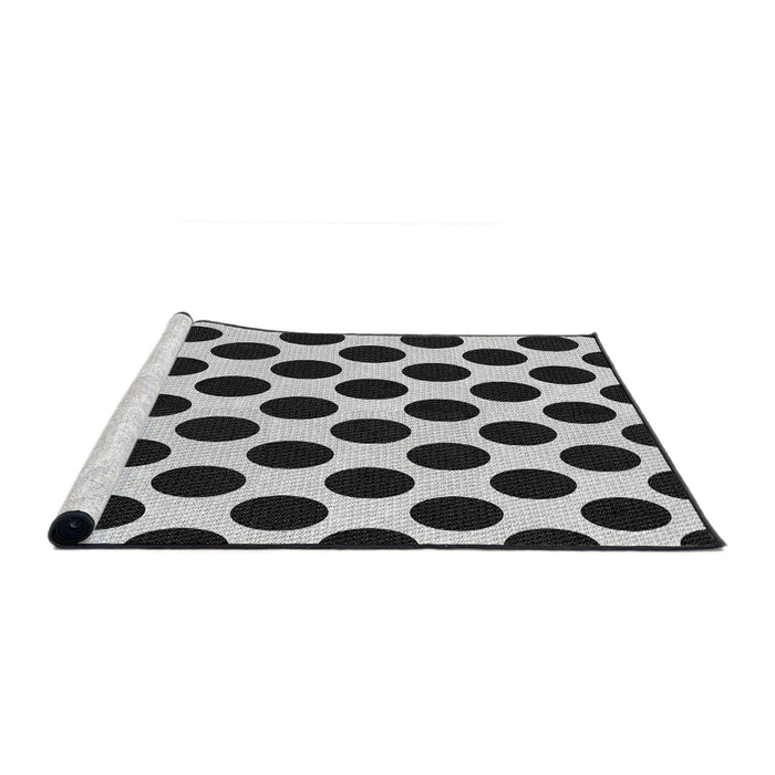 Serging Thickness of Machine Washable Transitional Charcoal Black Rug, wshpat398