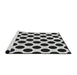 Serging Thickness of Machine Washable Transitional Charcoal Black Rug, wshpat398