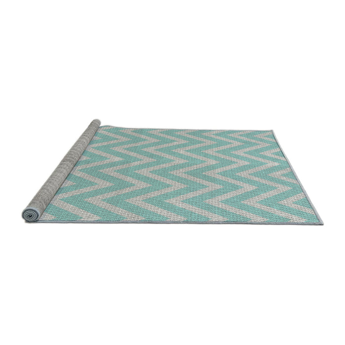 Serging Thickness of Machine Washable Transitional Blue Rug, wshpat3981