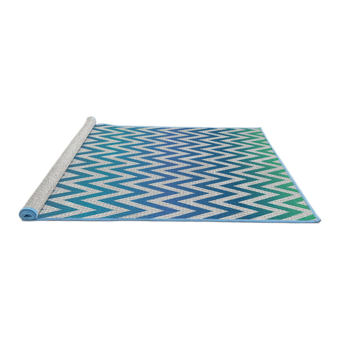 Serging Thickness of Machine Washable Transitional Steel Blue Rug, wshpat3982