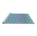 Serging Thickness of Machine Washable Transitional Steel Blue Rug, wshpat3982
