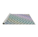 Serging Thickness of Machine Washable Transitional Slate Blue Grey Blue Rug, wshpat3985