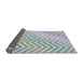 Thickness of Patterned Slate Blue Grey Novelty Rug, pat3985