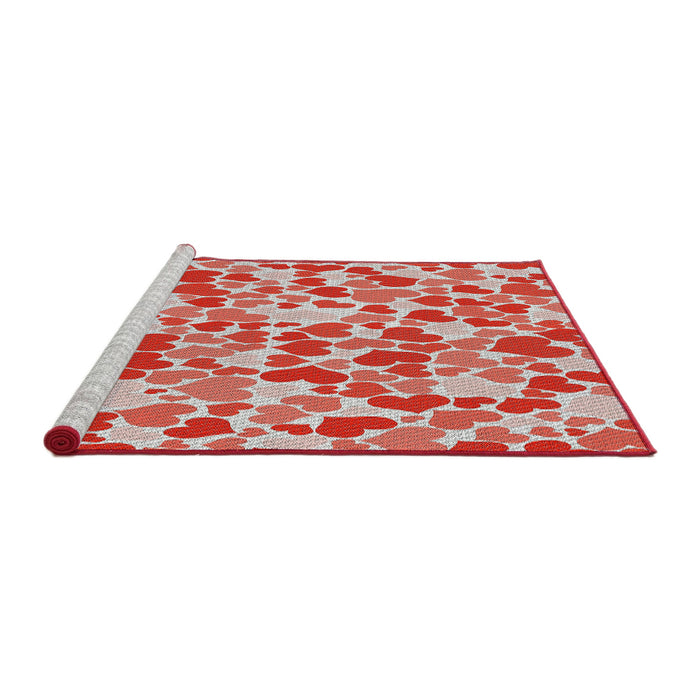 Serging Thickness of Machine Washable Transitional Neon Red Rug, wshpat4